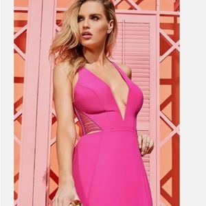 Marciano Pink deep plunge cutout Arissa Cage Gown 2 XS